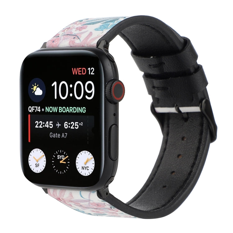 Printed Leather Watch Strap, For Apple Watch Series 7 45mm / 6 & SE & 5 & 4 44mm / 3 & 2 & 1 42mm, For Apple Watch Series 8&7 41mm / SE 2&6&SE&5&4 40mm / 3&2&1 38mm, For Apple Watch PSeries 7 41mm / 6 & SE & 5 & 4 40mm / 3 & 2 & 1 38mm