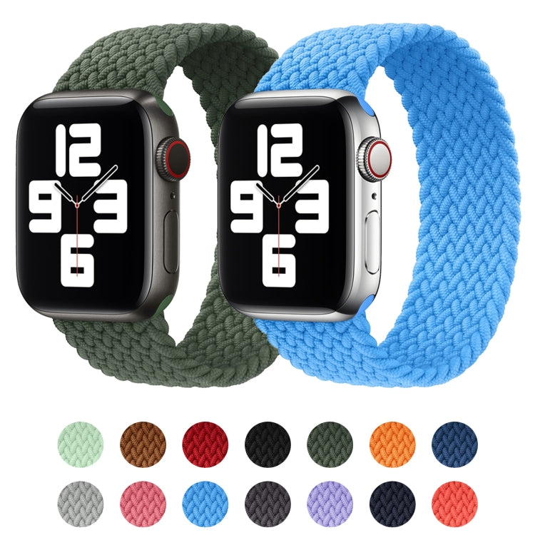 Metal Head Braided Nylon Solid Color Replacement Strap Watchband For Apple Watch Series 6 & SE & 5 & 4 44mm / 3 & 2 & 1 42mm, XS 135mm, S 145mm, M 155mm