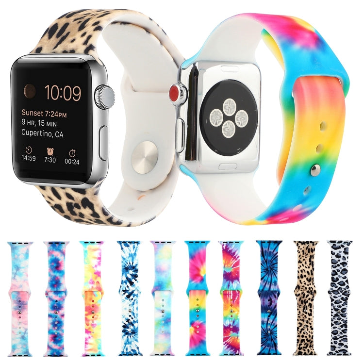 Silicone Painted Pattern Replacement Watchband For Apple Watch Series, 7 45mm / 6 & SE & 5 & 4 44mm / 3 & 2 & 1 42mm, 7 41mm / 6 & SE & 5 & 4 40mm / 3 & 2 & 1 38mm