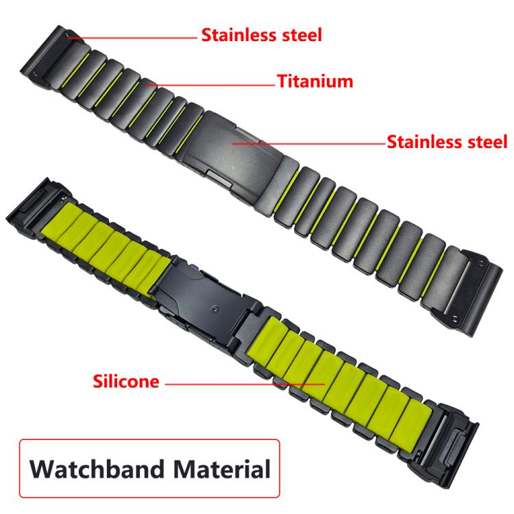 Turtle Buckle Dual Color Titanium Metal Silicone Watch Band, For Garmin 26mm