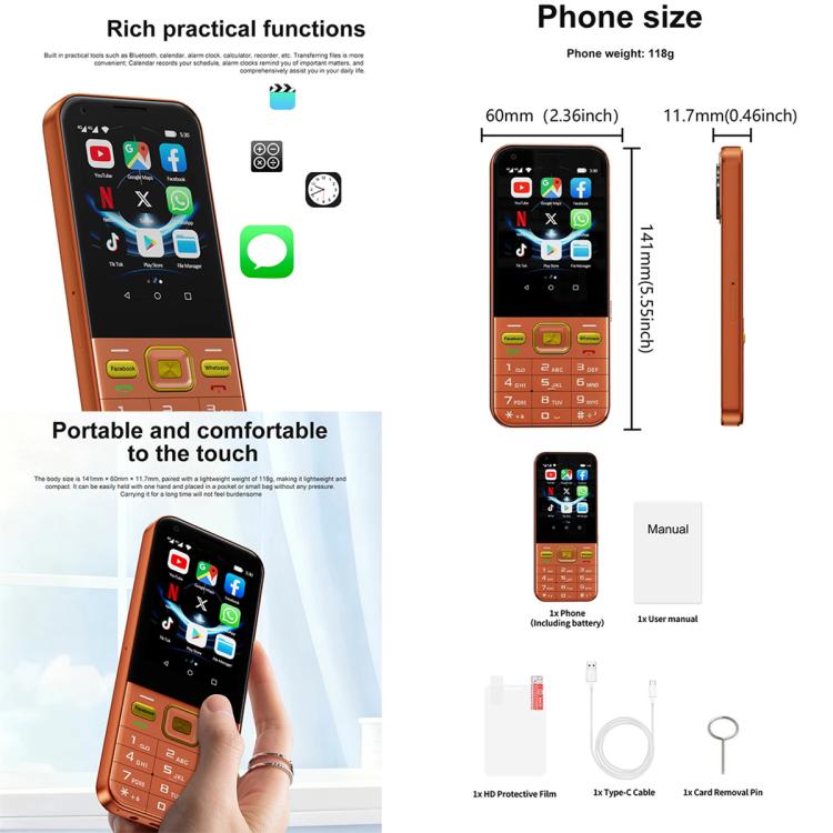 A001 / 17MP, 2GB+16GB, 2.8 inch Android 8.1 MTK6737 Quad Core, Network: 4G, Dual SIM