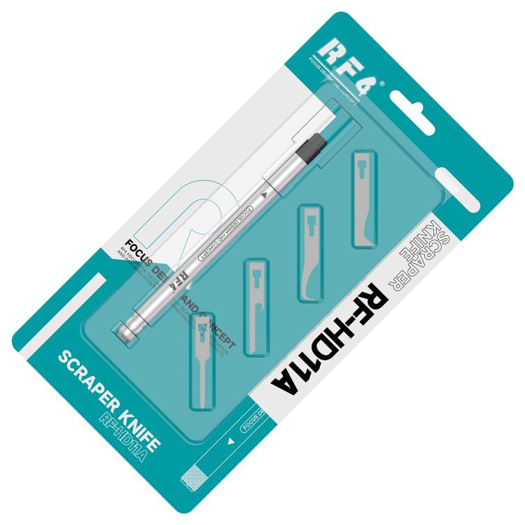 RF4 RF-HD11A 4-in-1 Scraper Knife Blades Set with Hnadle for PCB Glue Remover / Prying Dismantling, RF-HD11A
