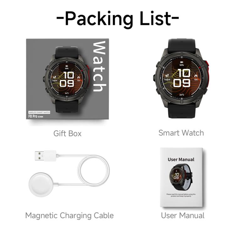 F8 Pro 1.43 inch AMOLED Screen Smart Watch Support Health Monitoring, Multi-Sport Modes