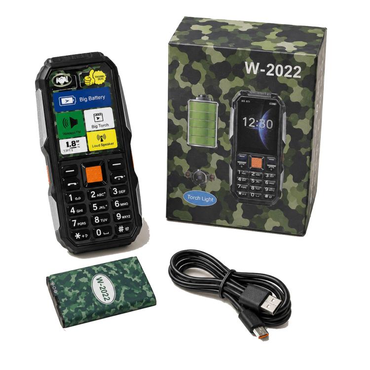 W2022 Rugged Phone, 1.77 inch, SC6531DA, Network: 2G, Dual SIM, BT, Torch