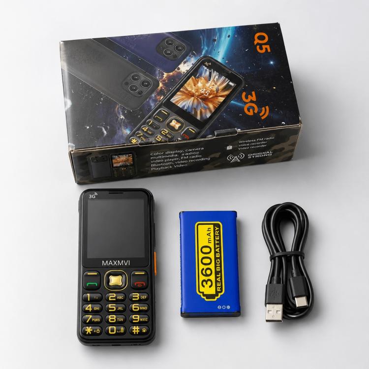 Q5 3G Key Phone, 3600mAh Battery, 2.4 inch, SOS, 21 Keys, Dual SIM, Network: 3G, Support Whatsapp, Facebook