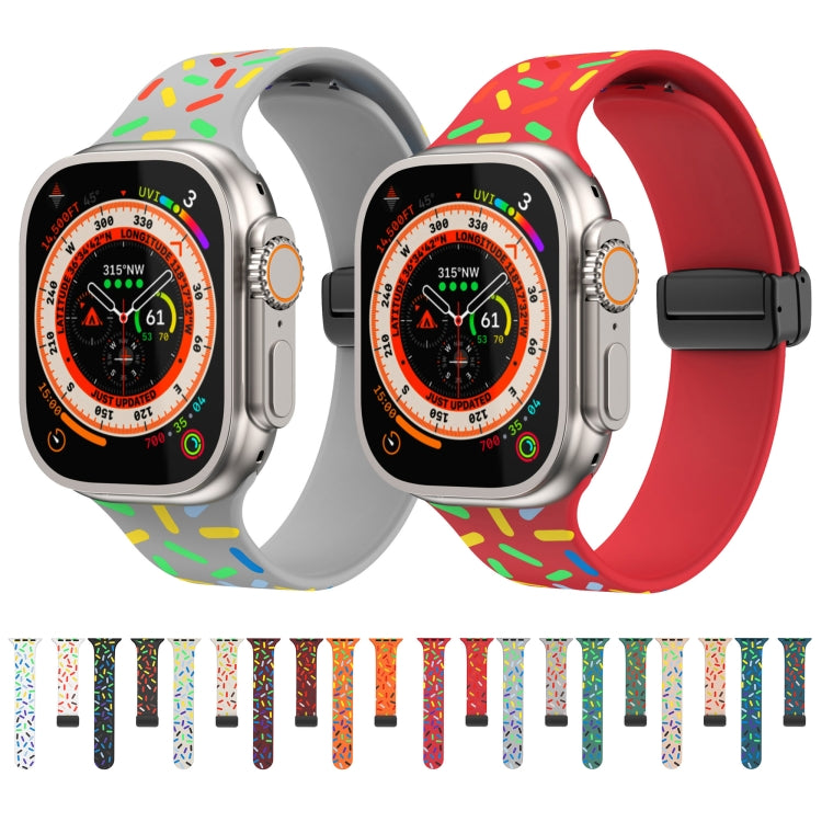Rainbow Dots Silicone Magnetic Black Buckle Watch Band, For Apple Watch SE 44mm, For Apple Watch 6 40mm, For Apple Watch 6 44mm, For Apple Watch 5 44mm