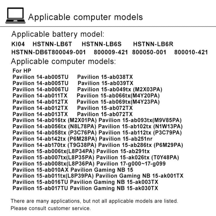 2200mAh Laptop Battery Replacement For HP Omen 1/2/3/4/5 PRO, KI04XL
