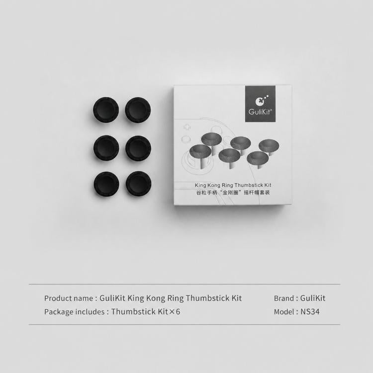 GuliKit NS34 King Kong Ring Thumbstick Kit 6-in-1 Replacement Joystick Caps with 3 Heights Compatible with GuliKit KingKong Controller Series, NS34 Black, NS34 Gray