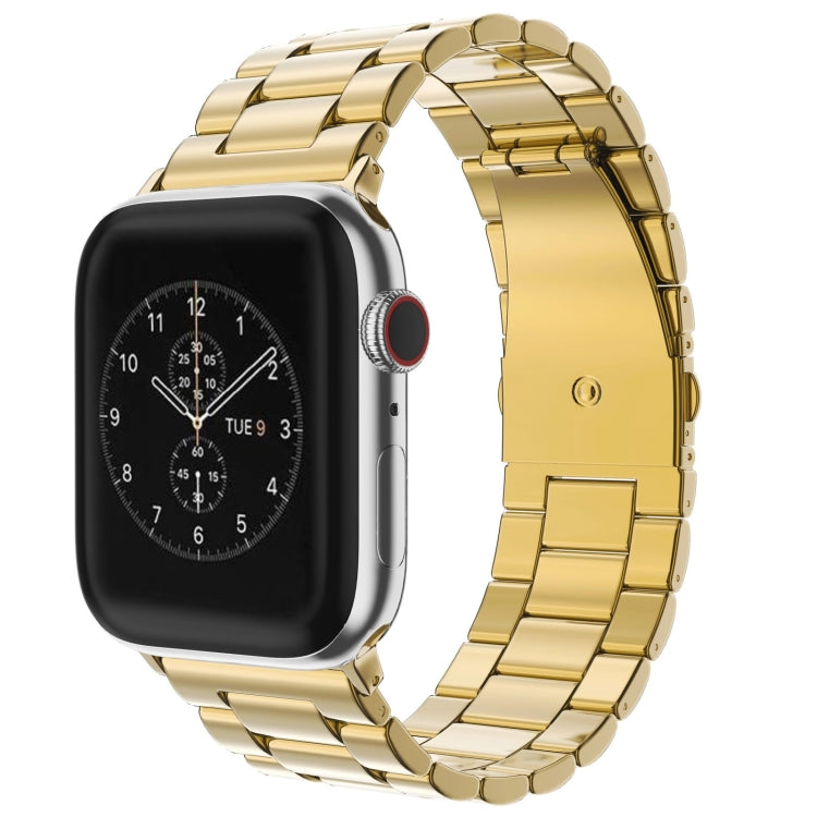 For Apple Watch Series 10 42mm / 9&8&7 41mm / SE 3&SE 2&6&SE&5&4 40mm / 3&2&1 38mm Fold Buckle 3 Beads Stainless Steel Watch Band