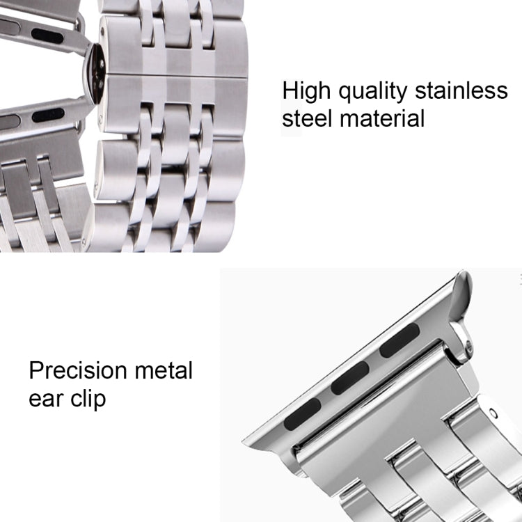 20mm Women Hidden Butterfly Buckle 7 Beads Stainless Steel Watch Band For Apple Watch 38mm(Silver Gold), 20mm Women