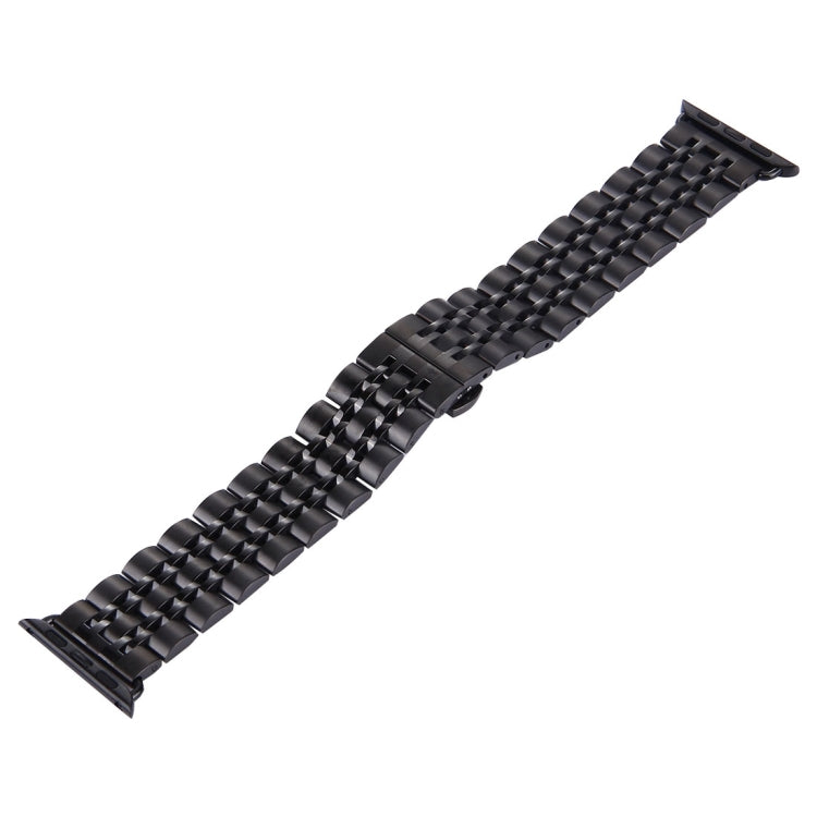 Hidden Butterfly Buckle 7 Beads Stainless Steel Watch Band For Apple Watch 42mm(Silver Gold), 20mm Women
