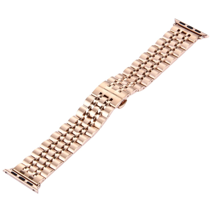 22mm Men Hidden Butterfly Buckle 7 Beads Stainless Steel Watch Band For Apple Watch 38mm, 22mm Men