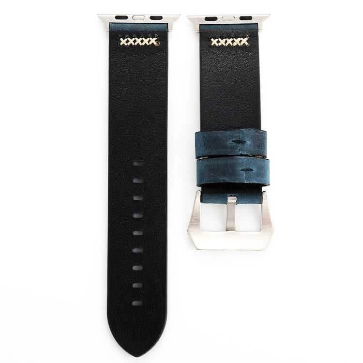 For Apple Watch Ultra 49mm&Watch Ultra 2 49mm / Series 10 46mm / 9&8&7 45mm / SE 3&SE 2&6&SE&5&4 44mm / 3&2&1 42mm Retro XX Line Pattern Genuine Leather Wrist Watch Band, For 42mm