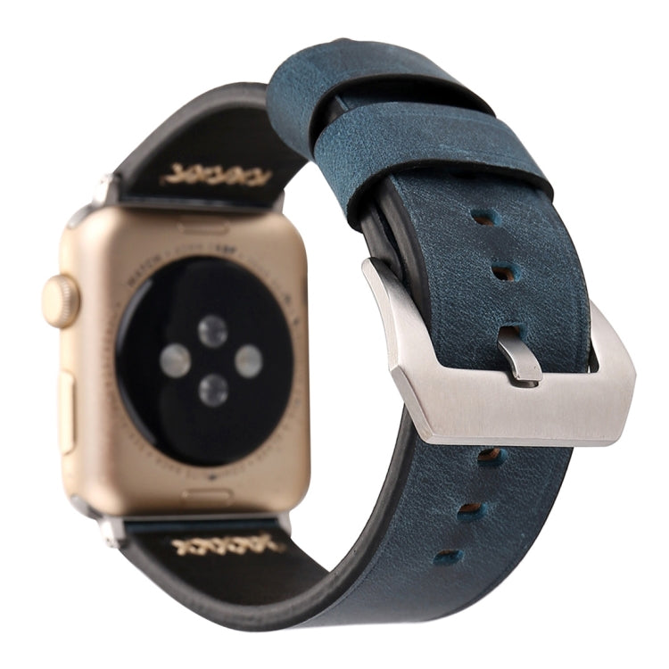 For Apple Watch Ultra 49mm&Watch Ultra 2 49mm / Series 10 46mm / 9&8&7 45mm / SE 3&SE 2&6&SE&5&4 44mm / 3&2&1 42mm Retro XX Line Pattern Genuine Leather Wrist Watch Band, For 42mm