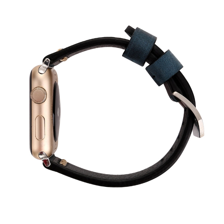 For Apple Watch Ultra 49mm&Watch Ultra 2 49mm / Series 10 46mm / 9&8&7 45mm / SE 3&SE 2&6&SE&5&4 44mm / 3&2&1 42mm Retro XX Line Pattern Genuine Leather Wrist Watch Band, For 42mm