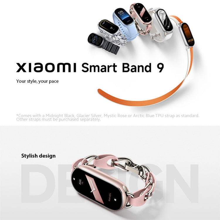 Original Xiaomi Smart Band 9 Global 1.62 inch AMOLED Screen 5ATM Waterproof Smart Watch, Support Blood Oxygen / Heart Rate Monitor, Smart Band 9 Global Silver
