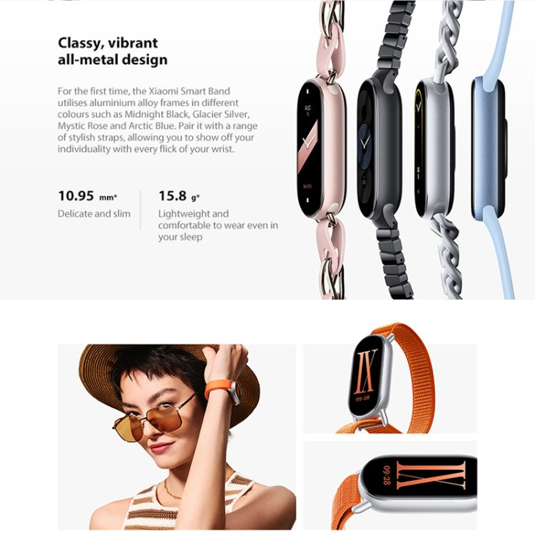 Original Xiaomi Smart Band 9 Global 1.62 inch AMOLED Screen 5ATM Waterproof Smart Watch, Support Blood Oxygen / Heart Rate Monitor, Smart Band 9 Global Silver