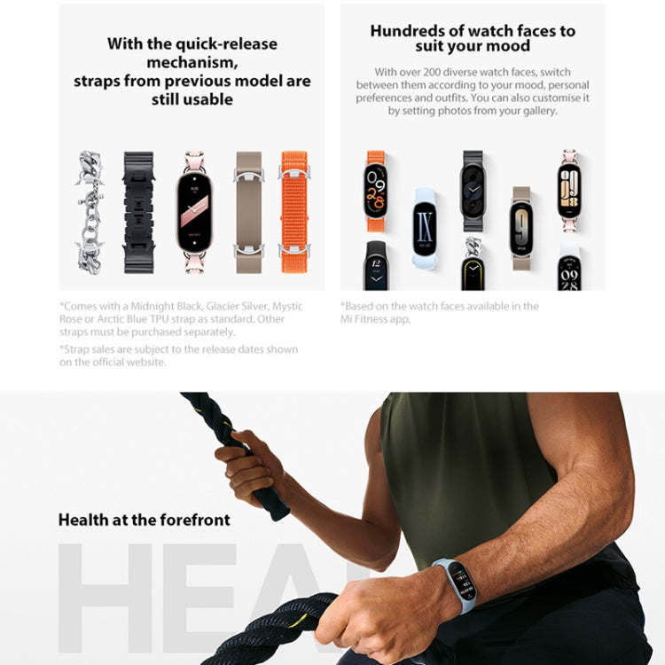 Original Xiaomi Smart Band 9 Global 1.62 inch AMOLED Screen 5ATM Waterproof Smart Watch, Support Blood Oxygen / Heart Rate Monitor, Smart Band 9 Global Silver