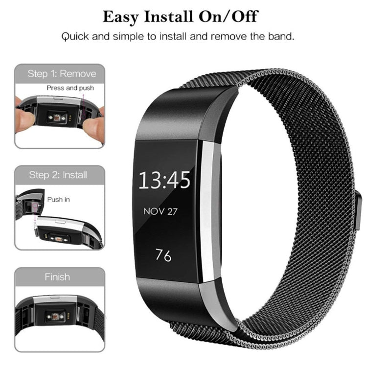 Smart Watch Stainless Steel Watch Band for FITBIT Charge 2, Size: L, Size: L