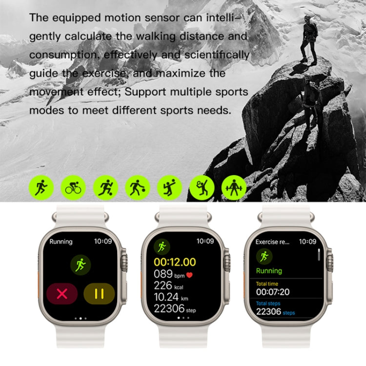 T800 Ultra 1.99 inch Ocean Silicone Band Smart Watch Support Heart Rate / ECG, Ocean Silicone Band (Yellow), Ocean Silicone Band (Black), Ocean Silicone Band (White)