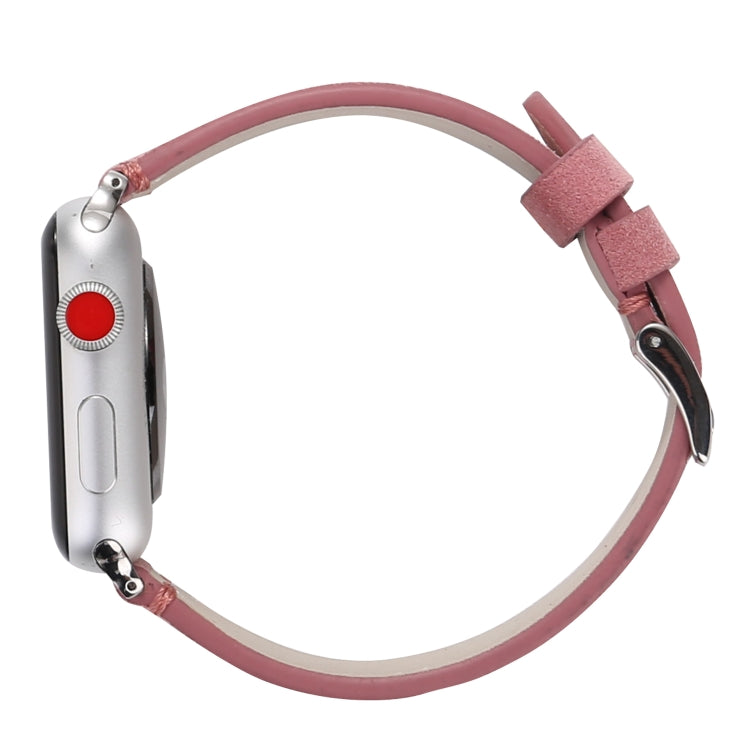 Frosted Genuine Leather Watchband For Apple Watch Series 6 & SE & 5 & 4 44mm / 3 & 2 & 1 42mm, For Apple Watch Series 7 45mm / 6 & SE & 5 & 4 44mm / 3 & 2 & 1 42mm