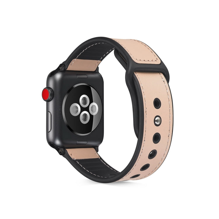 Paste Leather TPU Watchband For Apple Watch Series 6 & SE & 5 & 4 44mm / 3 & 2 & 1 42mm