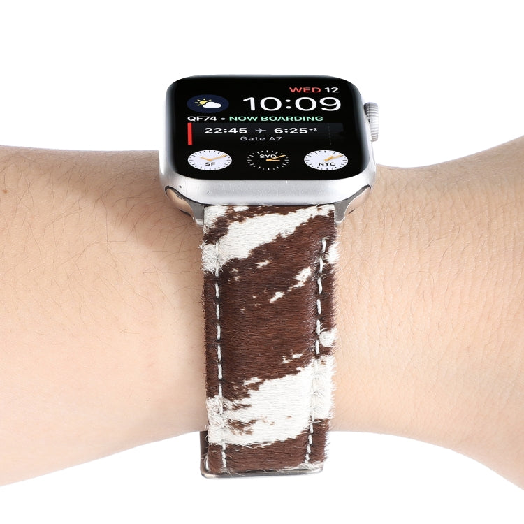 Horsehair Fluffy Leopard Print Leather Watch Strap, For Apple Watch Ultra 49mm / Series 8&7 45mm / SE 2&6&SE&5&4 44mm / 3&2&1 42mm, For Apple Watch Series 8&7 41mm / SE 2&6&SE&5&4 40mm / 3&2&1 38mm                                                       ...