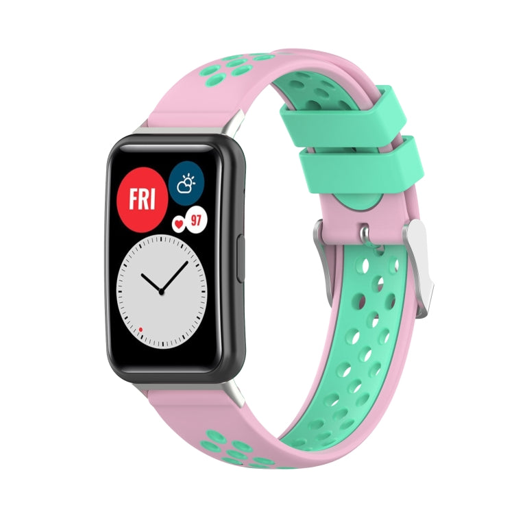 For Huawei Watch Fit 18mm Clasp Style Silicone Two-color Replacement Strap Watchband