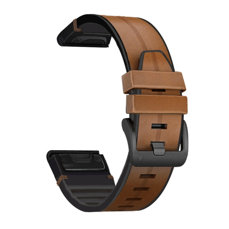 Silicone + Leather Quick Release Replacement Strap Watchband, For Garmin Fenix 6, For Garmin Fenix 6X