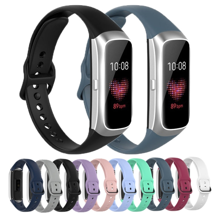 For Samsung Galaxy Fit SM-R370 Silicone Steel Shrapnel Black Buckle Replacement Strap Watchband