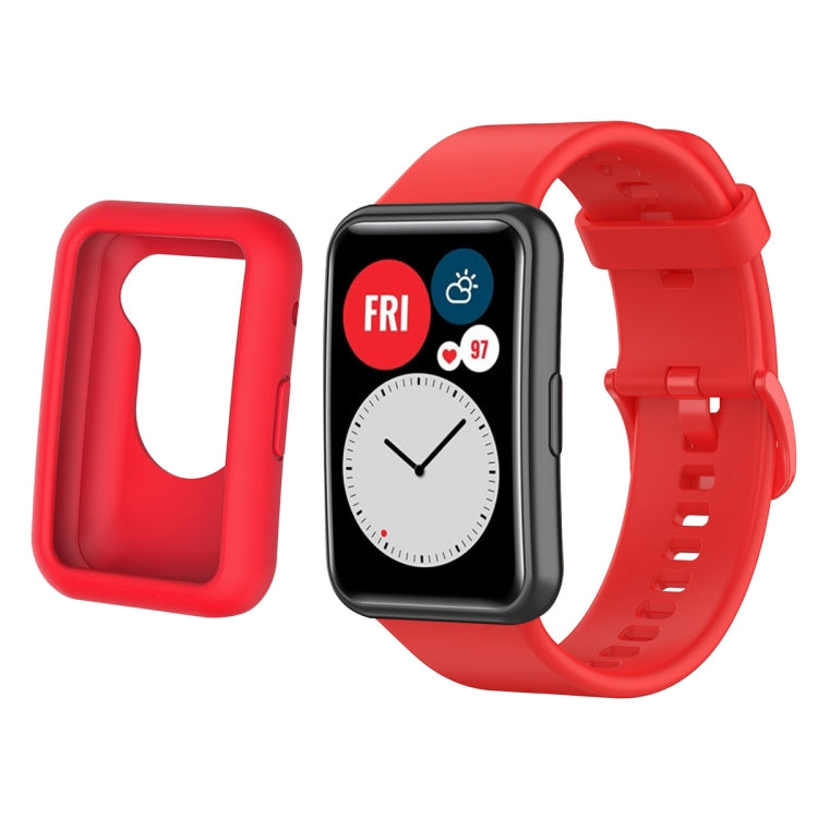 For Huwei Watch Fit Protective Silicone Case + Silicone Watchband Kit