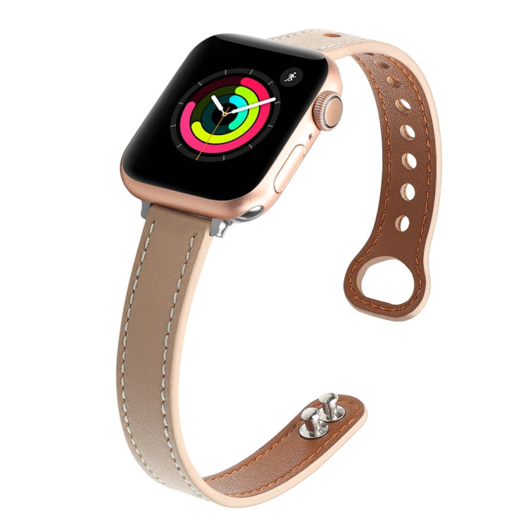 Double Nail Leather Replacement Strap Watchband, For Apple Watch Series 7  41mm / & 6 & SE & 5 & 4 40mm, For Apple Watch Series  7  45mm / & 6 & SE & 5 & 4 44mm