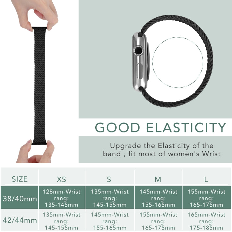 Metal Head Braided Nylon Solid Color Replacement Strap Watchband For Apple Watch Series 6 & SE & 5 & 4 40mm / 3 & 2 & 1 38mm, XS 128mm, S 135mm, M 145mm