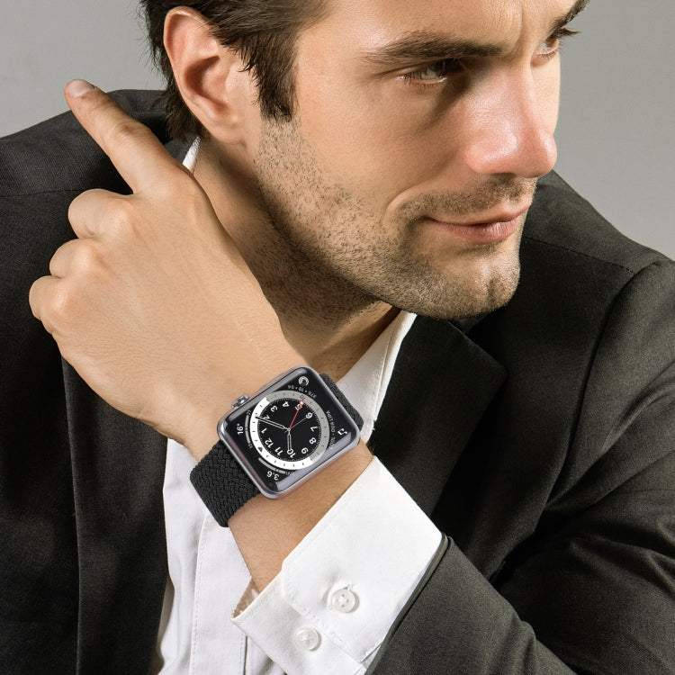 Metal Head Braided Nylon Solid Color Replacement Strap Watchband For Apple Watch Series 6 & SE & 5 & 4 40mm / 3 & 2 & 1 38mm, XS 128mm, S 135mm, M 145mm