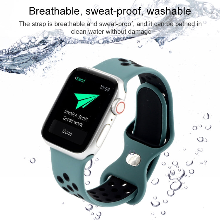 Butterfly Buckle Dual-tone Liquid Silicone Replacement Watchband For Apple Watch Series, 7 41mm / 6 & SE & 5 & 4 40mm / 3 & 2 & 1 38mm, 7 45mm / 6 & SE & 5 & 4 44mm / 3 & 2 & 1 42mm