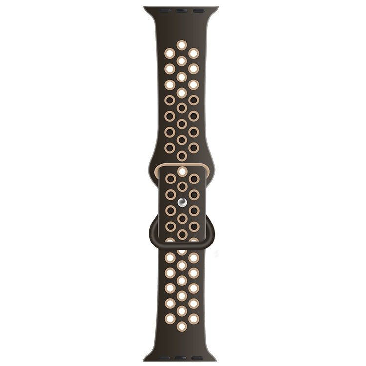 Butterfly Buckle Dual-tone Liquid Silicone Replacement Watchband For Apple Watch Series, 7 41mm / 6 & SE & 5 & 4 40mm / 3 & 2 & 1 38mm, 7 45mm / 6 & SE & 5 & 4 44mm / 3 & 2 & 1 42mm