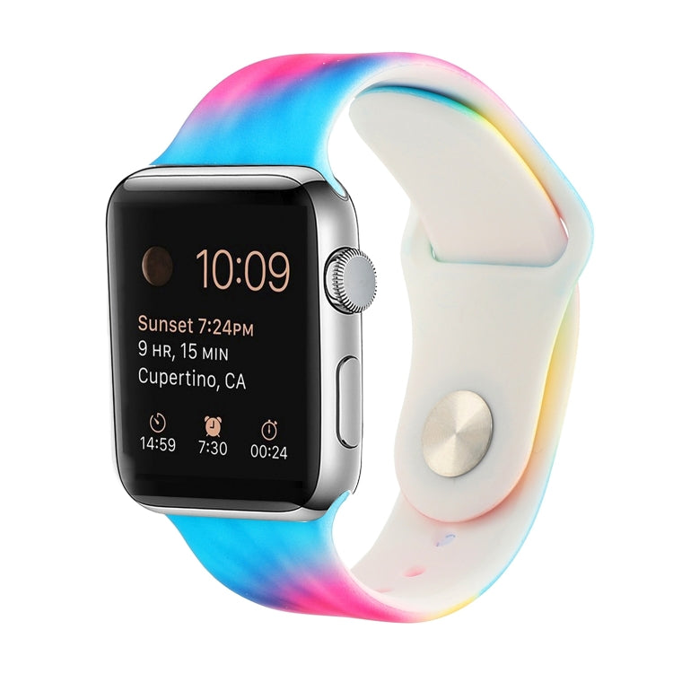 Silicone Painted Pattern Replacement Watchband For Apple Watch Series, 7 41mm / 6 & SE & 5 & 4 40mm / 3 & 2 & 1 38mm, 7 45mm / 6 & SE & 5 & 4 44mm / 3 & 2 & 1 42mm