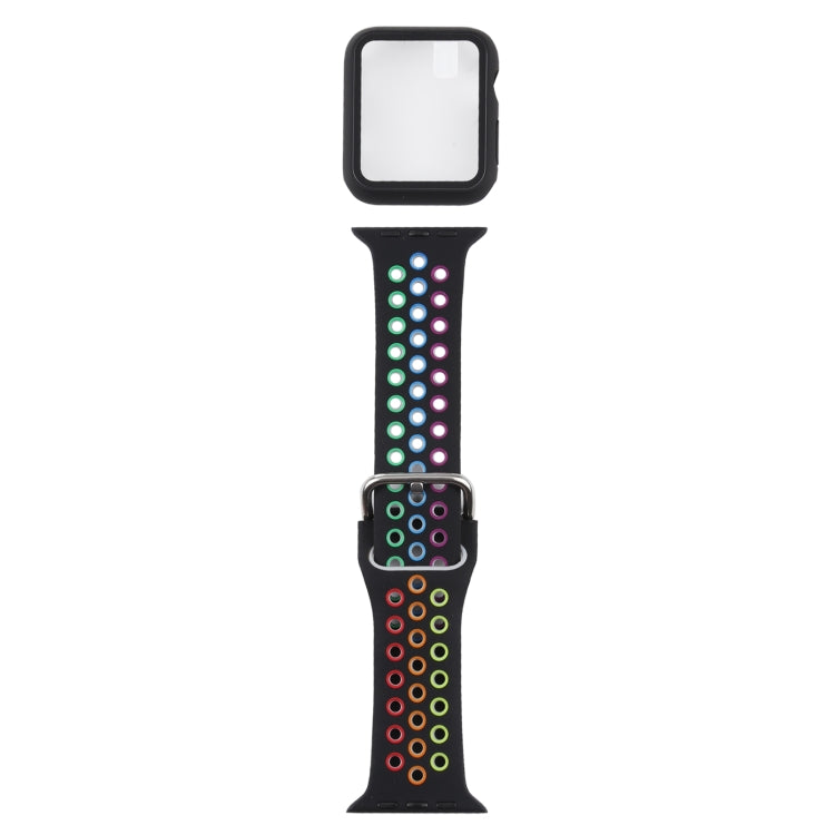 Silicone Replacement Strap Watchband + Protective Case with Screen Protector Set For Apple Watch Series, 3 & 2 & 1 42mm, For Apple Watch Series 6 / 5 / 4 / Watch SE 44mm