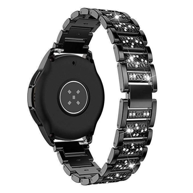 22mm Universal Three-beads Diamond Steel Replacement Strap Watchband, 22mm