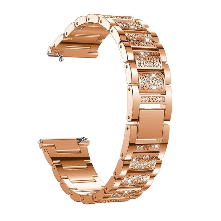 22mm Universal Three-beads Diamond Steel Replacement Strap Watchband, 22mm