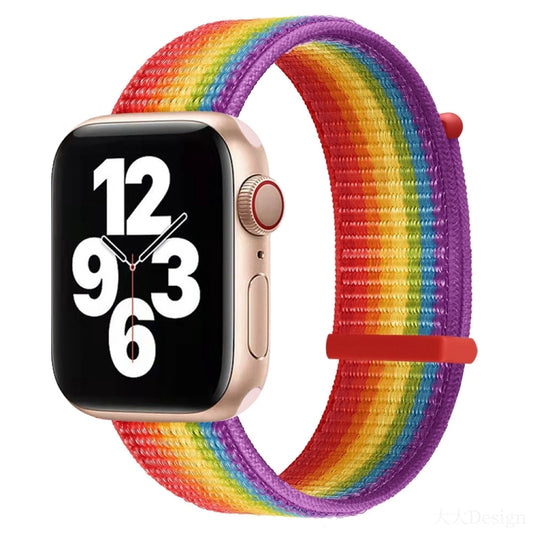 Hook and Loop Fastener Dual Section Replacement Watchband For Apple Watch Series, 7 41mm / 6&SE&5&4 40mm / 3&2&1 38mm, 7 45mm / 6&SE&5&4 44mm / 3&2&1 42mm