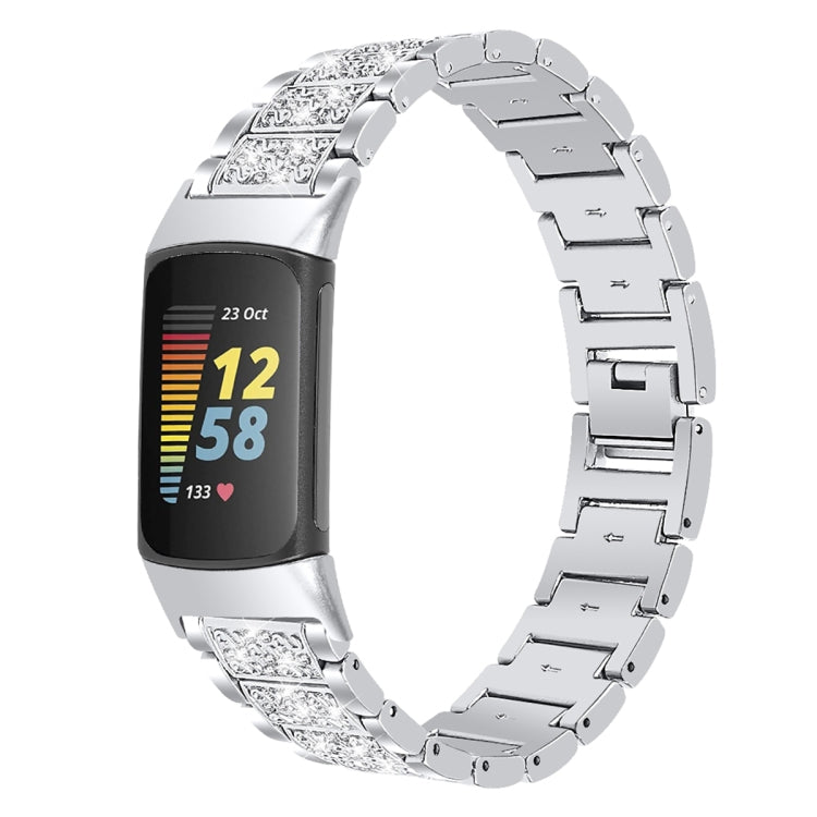 Diamond Stainless Steel Replacement Strap Watchband, For Fitbit Charge 5