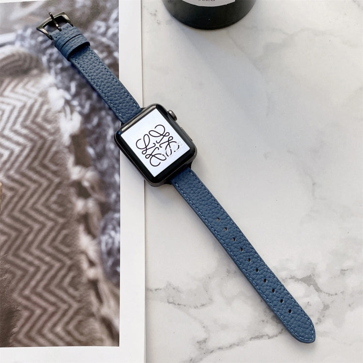 Litchi Texture Slimming Strap Watchband For Apple Watch Series, 7 41mm / 6&SE&5&4 40mm / 3&2&1 38mm, 7 45mm / 6&SE&5&4 44mm / 3&2&1 42mm