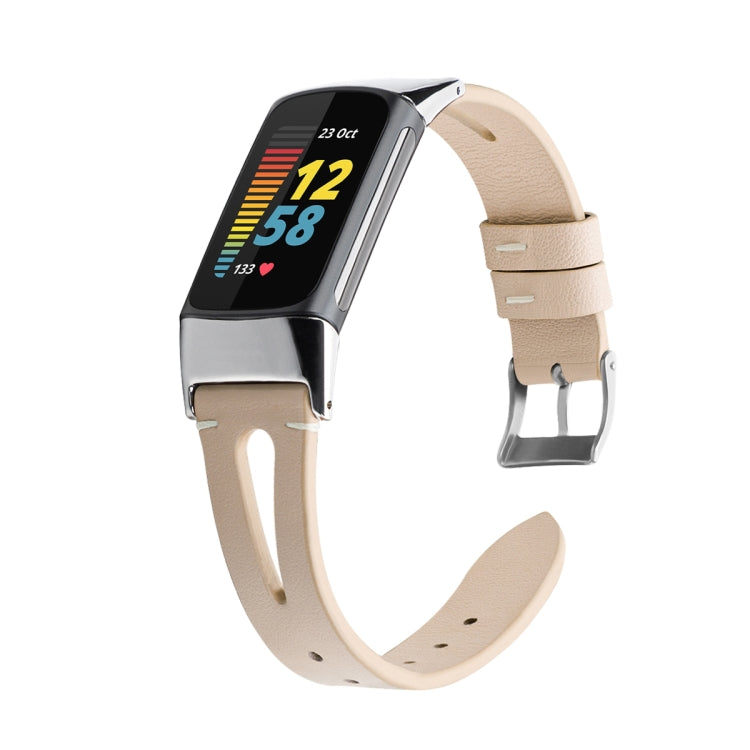 FC5-18 Pointed Tail Leather Strap Watchband, For Fitbit Charge 5