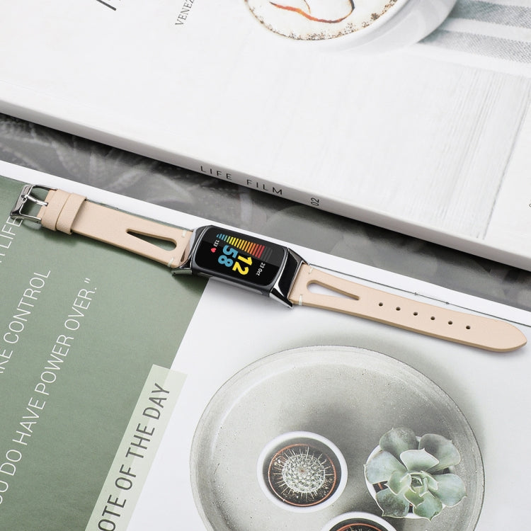FC5-18 Pointed Tail Leather Strap Watchband, For Fitbit Charge 5
