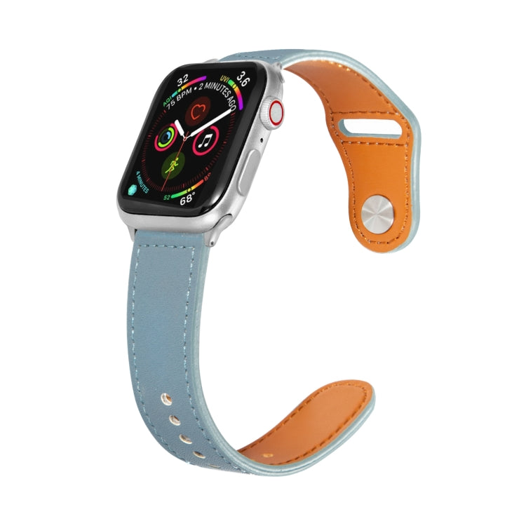 Nail Silver Buckle Leather Watch Band For Apple Watch Series, 7 41mm / 6&SE&5&4 40mm / 3&2&1 38mm, 7 45mm / 6&SE&5&4 44mm / 3&2&1 42mm
