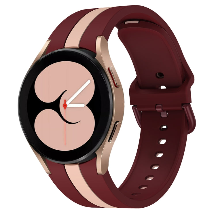 For Samsung Galaxy Watch4 40/44mm / Watch4 Classic 42/46mm Three Vertical Stripes Two-color Silicone Watch Band