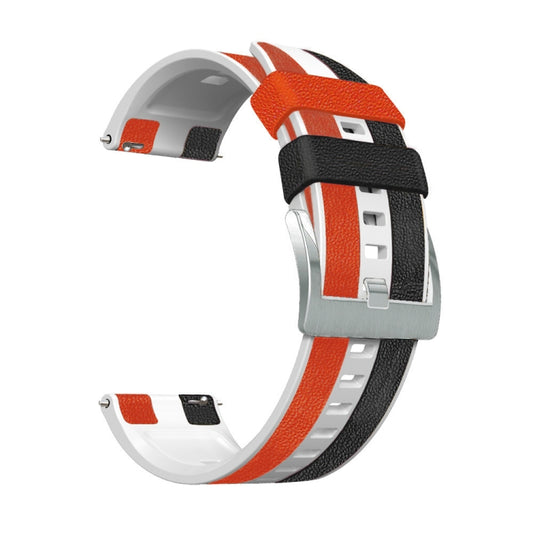 22mm Silicone + Leather Tri-color Watch Band, For Huawei Watch GT 3 Pro