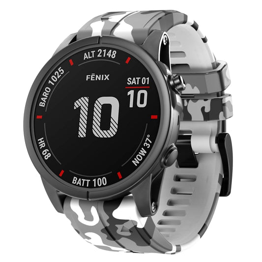 Camouflage Silicone Watch Band, For Garmin Fenix 7, For Garmin Fenix 7X