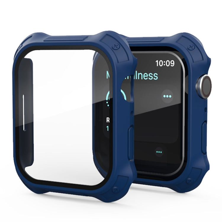 2 in 1 Frosted PC Frame + Screen Tempered Glass Film Protective Case, For Apple Watch Series 9 / 8 / 7 45mm, For Apple Watch Series 9 / 8 / 7 41mm